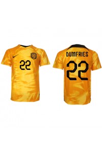 Nederland Denzel Dumfries #22 Fotballdrakt Hjemme Klær VM 2022 Korte ermer
